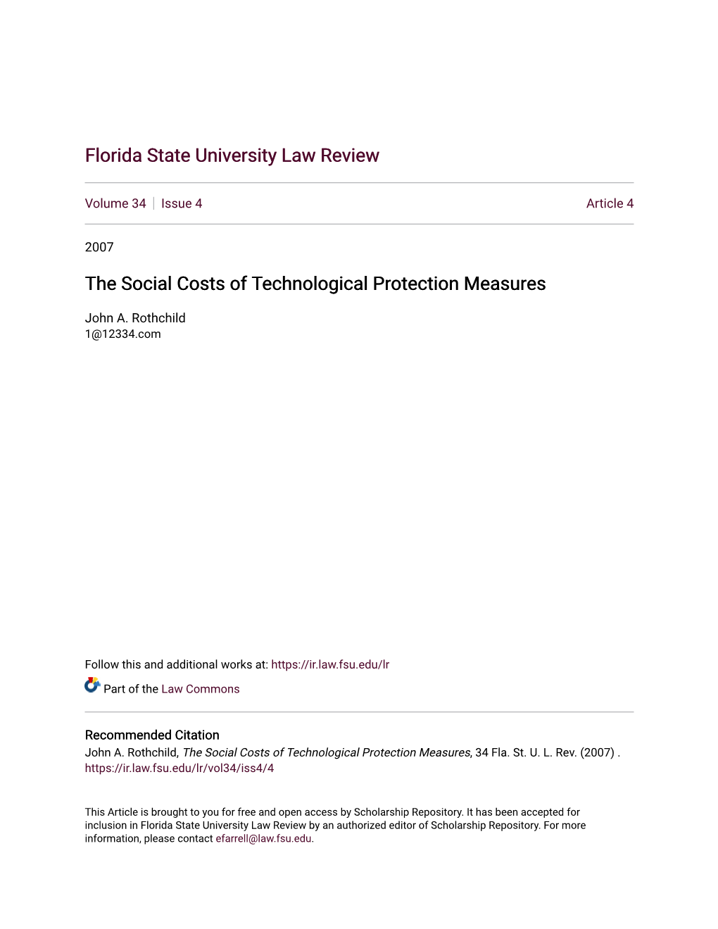 The Social Costs of Technological Protection Measures