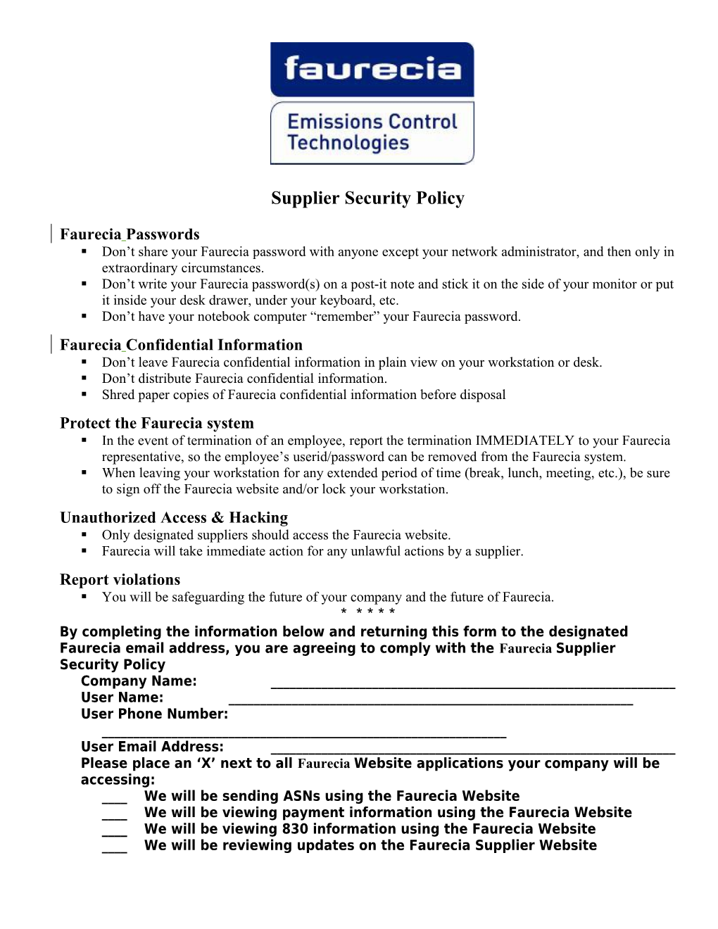 Supplier EDI Setup and Test Form/Questions