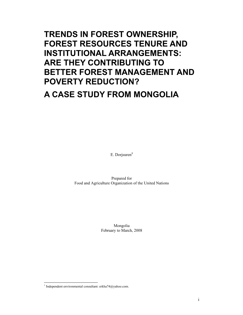 Trends in Forest Ownership, Forest Resources Tenure