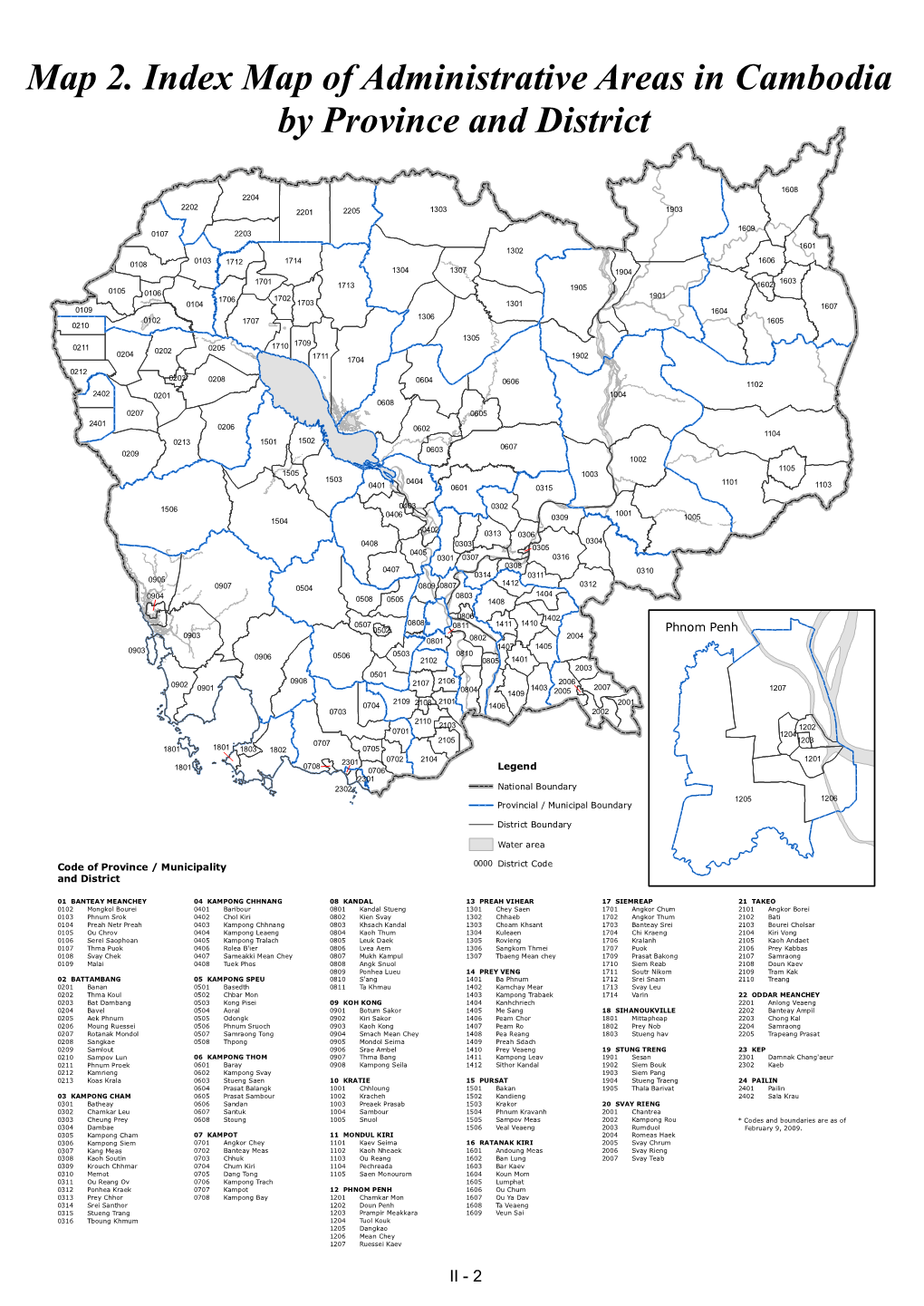 Map 2. Index Map of Administrative Areas in Cambodia by Province and District