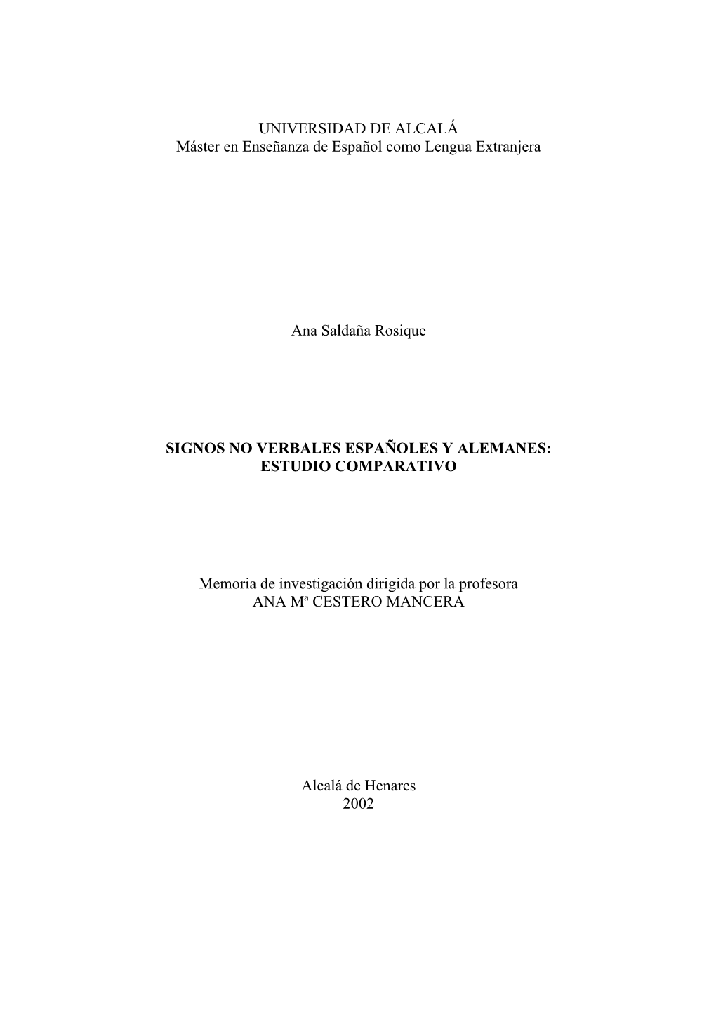 UNIVERSIDAD DE ALCALÁ Máster En Enseñanza De Español Como Lengua Extranjera