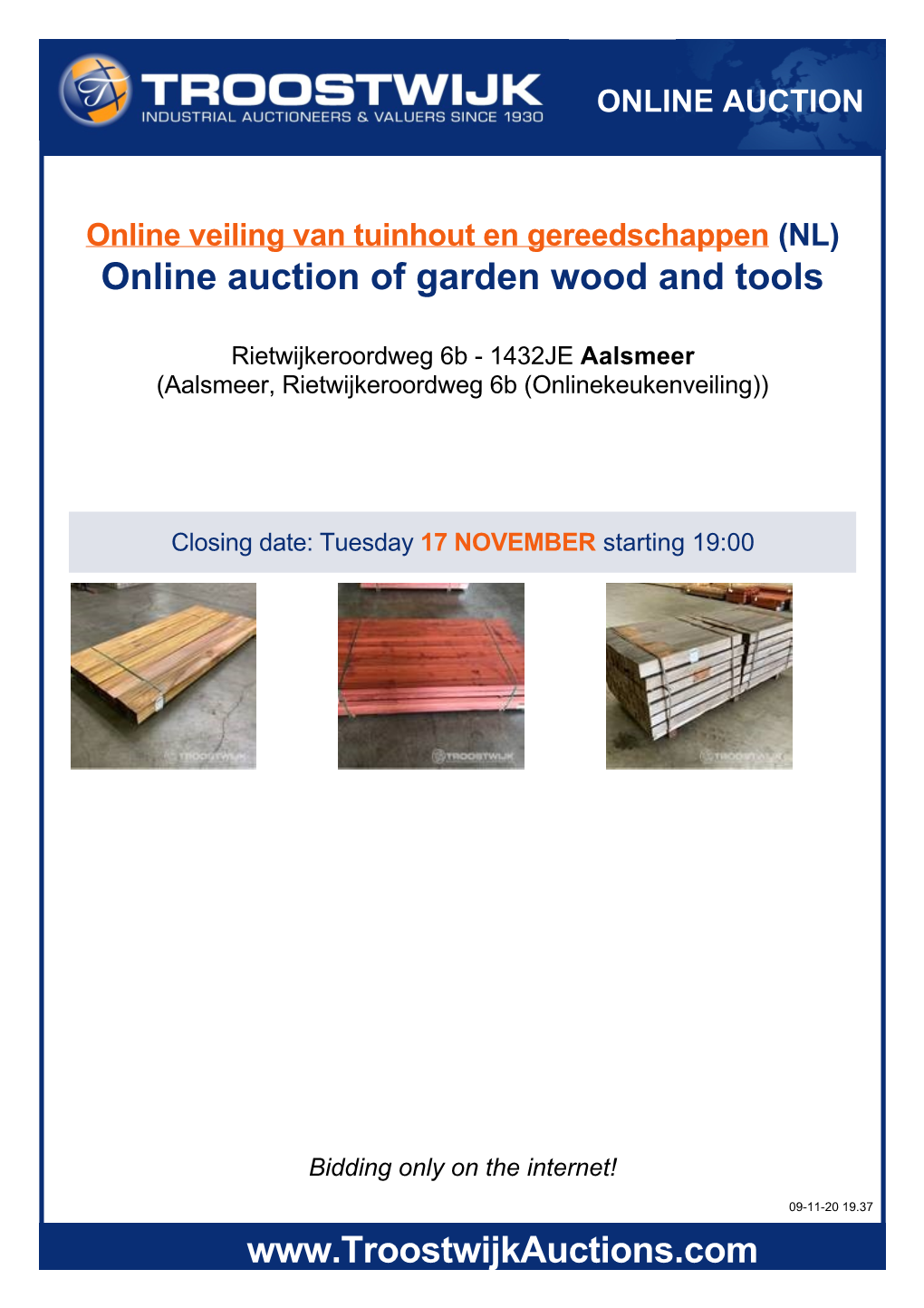 Online Auction of Garden Wood and Tools