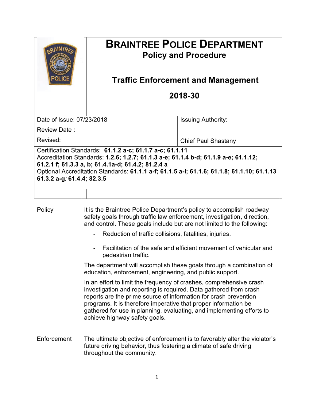 Traffic Enforcement and Management