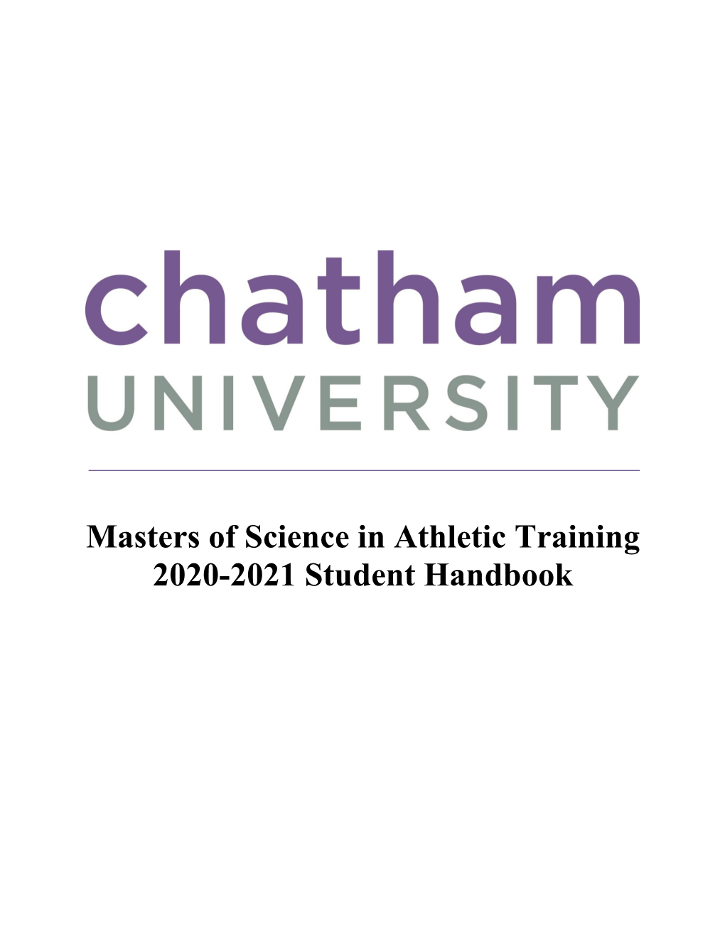 Masters of Science in Athletic Training 2020-2021 Student Handbook