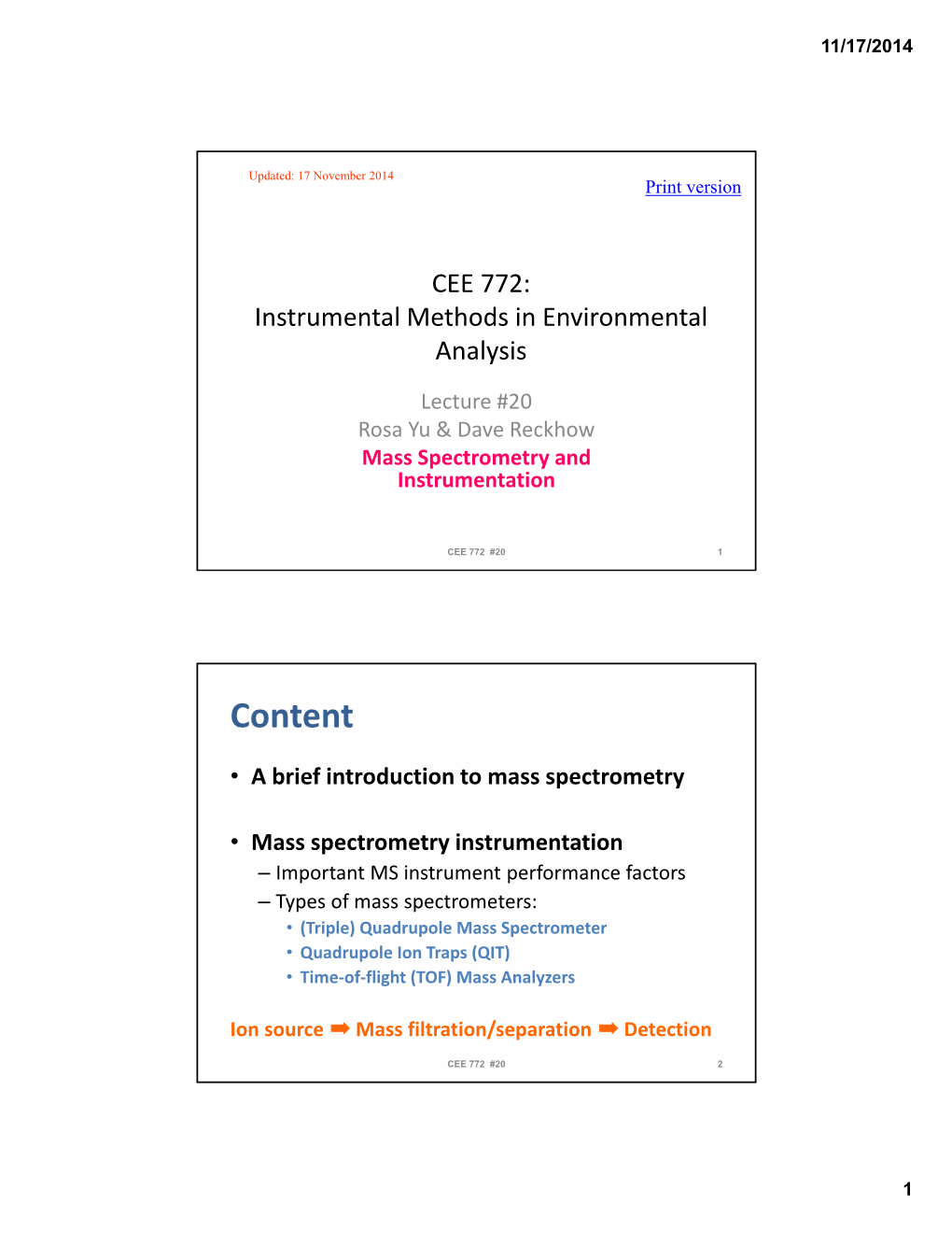 Quadrupole Ion Traps (QIT) • Time‐Of‐Flight (TOF) Mass Analyzers