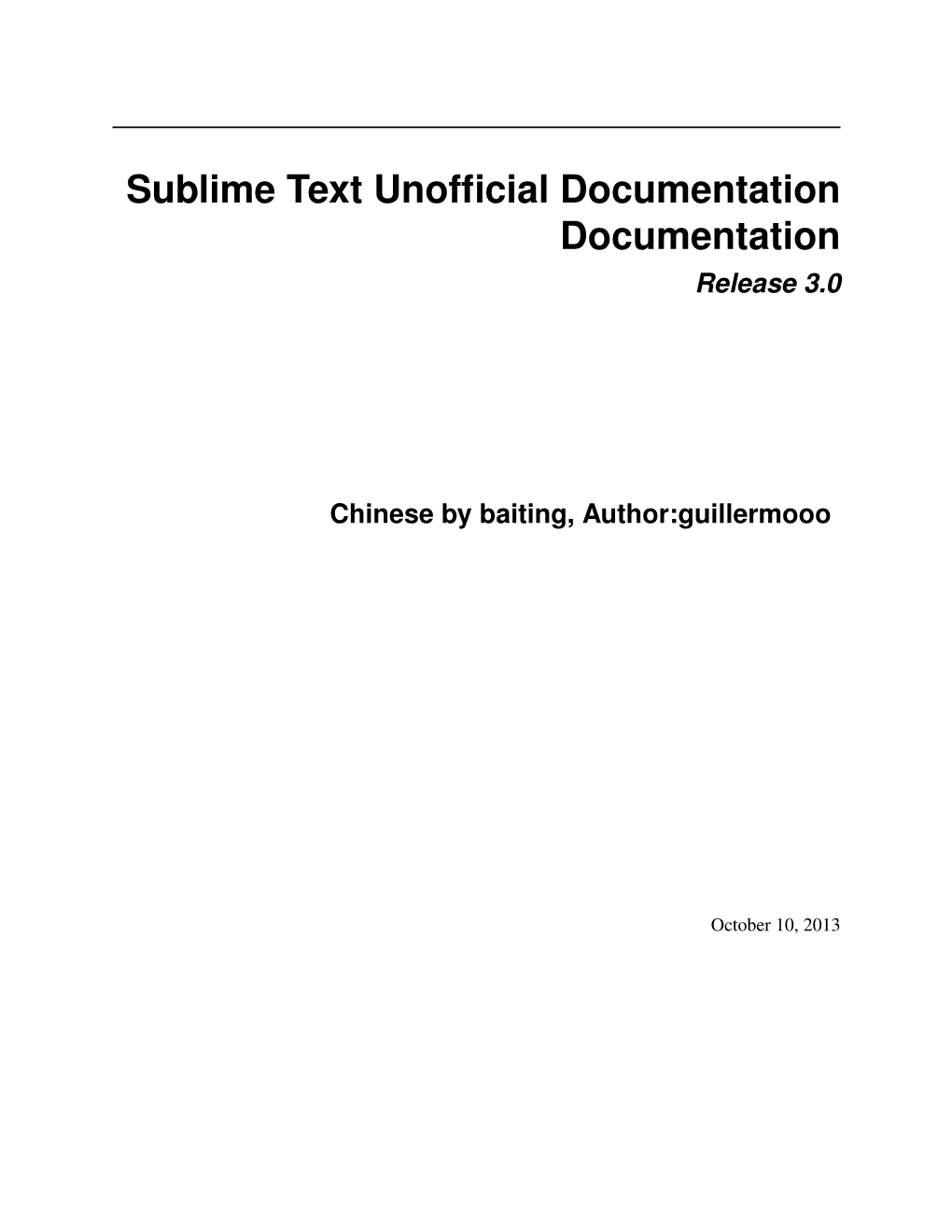 Sublime Text Unofficial Documentation Documentation