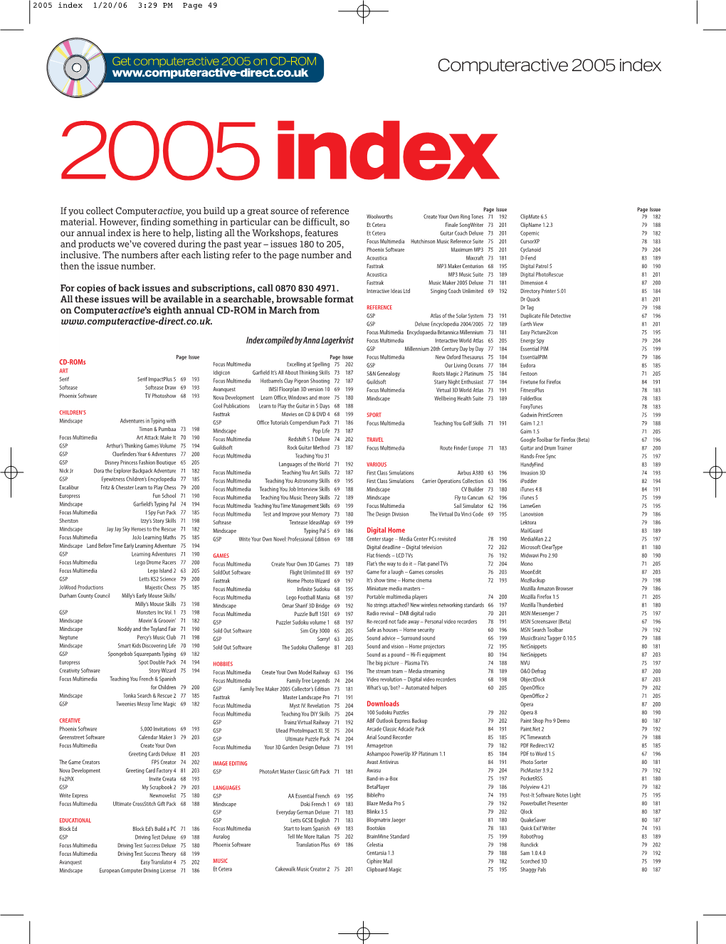 Computeractive 2005 Index 2005 Index