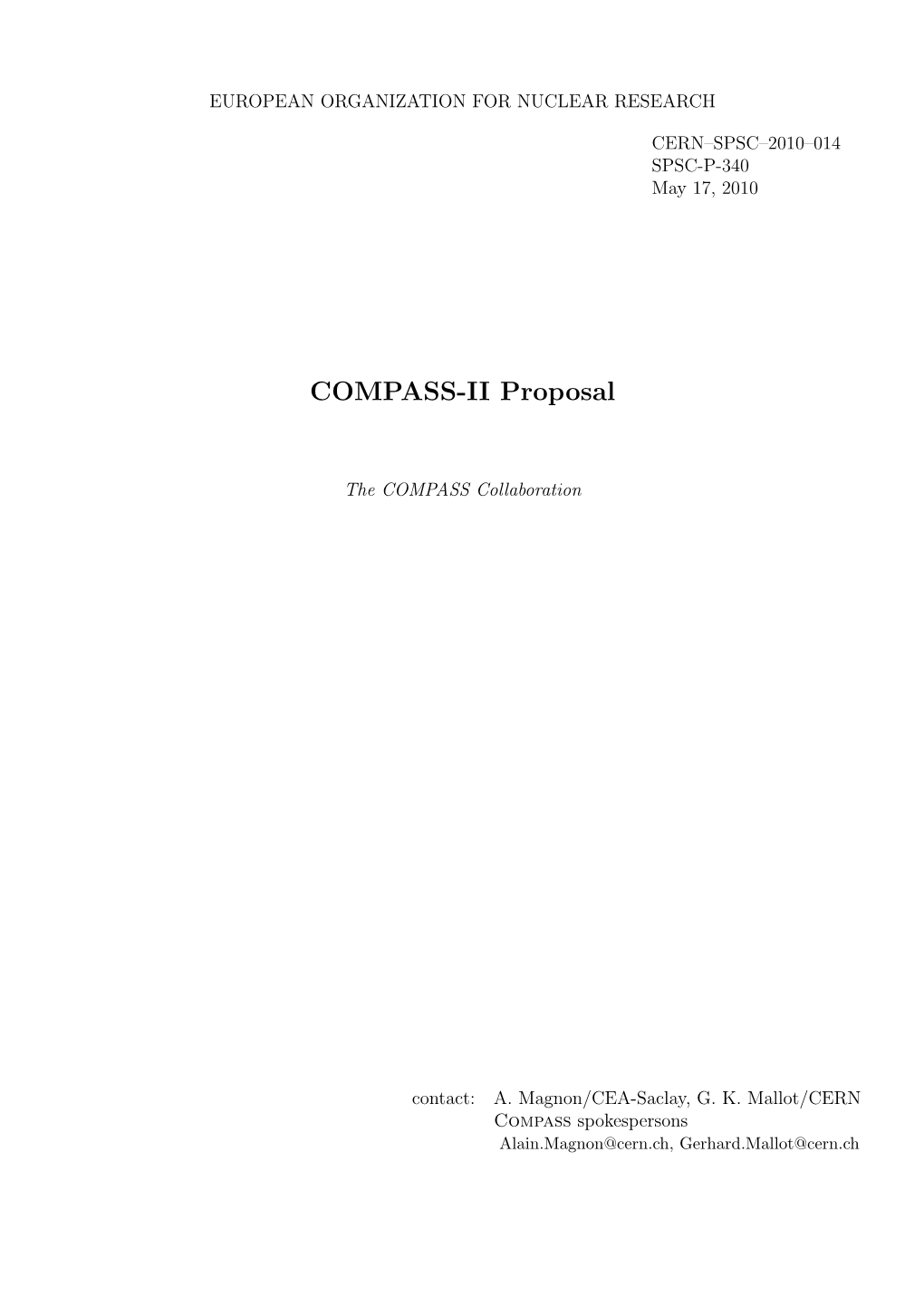 COMPASS-II Proposal