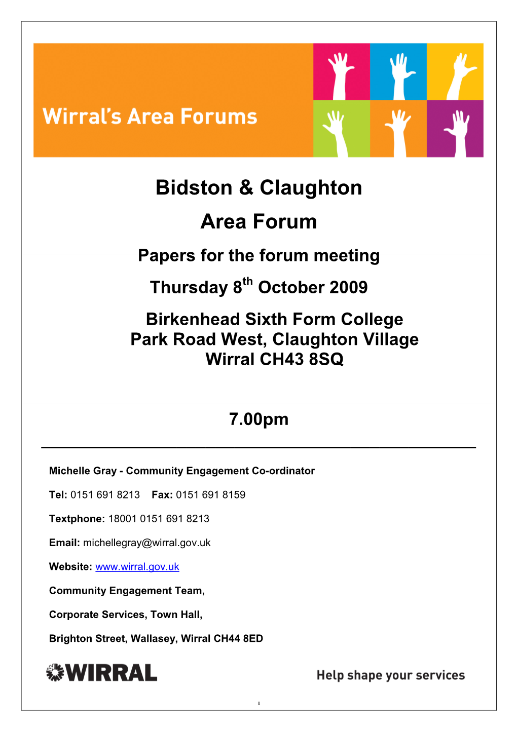 Bidston & Claughton Area Forum