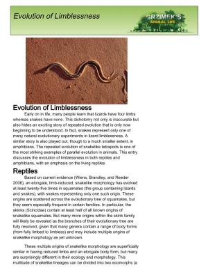 Evolution of Limblessness
