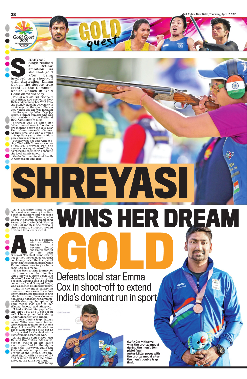 Defeats Local Star Emma Cox in Shoot-Off to Extend India's Dominant Run in Sport