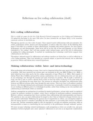 Reflections on Live Coding Collaboration