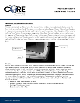 Patient Education Radial Head Fracture