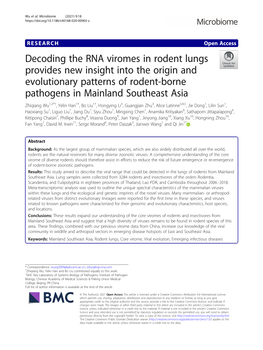 Decoding the RNA Viromes in Rodent Lungs Provides New Insight Into The