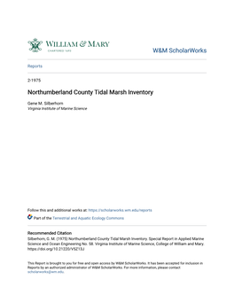 Northumberland County Tidal Marsh Inventory