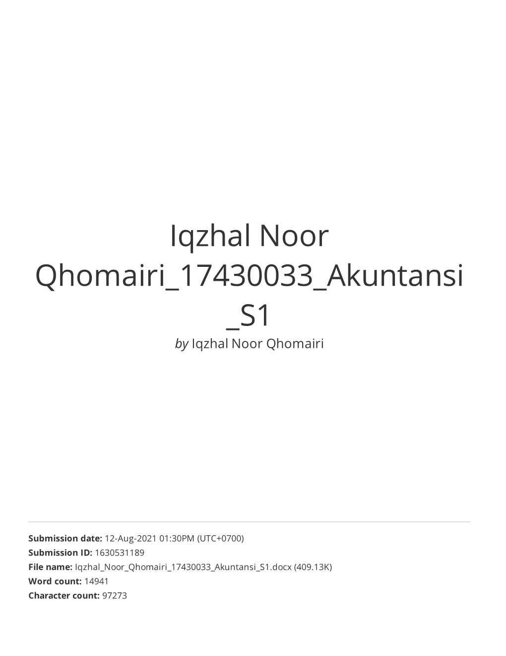 Iqzhal Noor Qhomairi 17430033 Akuntansi S1 by Iqzhal Noor Qhomairi