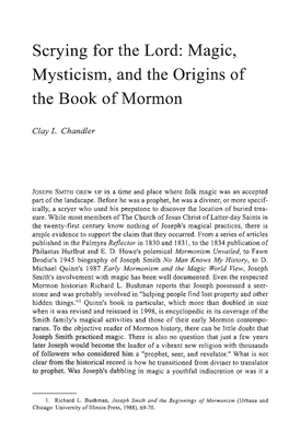 Scrying for the Lord: Magic, Mysticism, and the Origins of the Book of Mormon