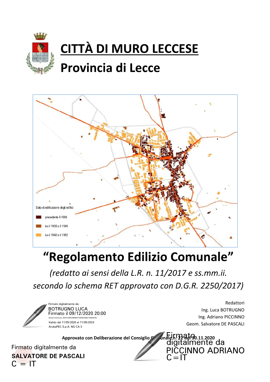 CITTÀ DI MURO LECCESE Provincia Di Lecce “Regolamento Edilizio