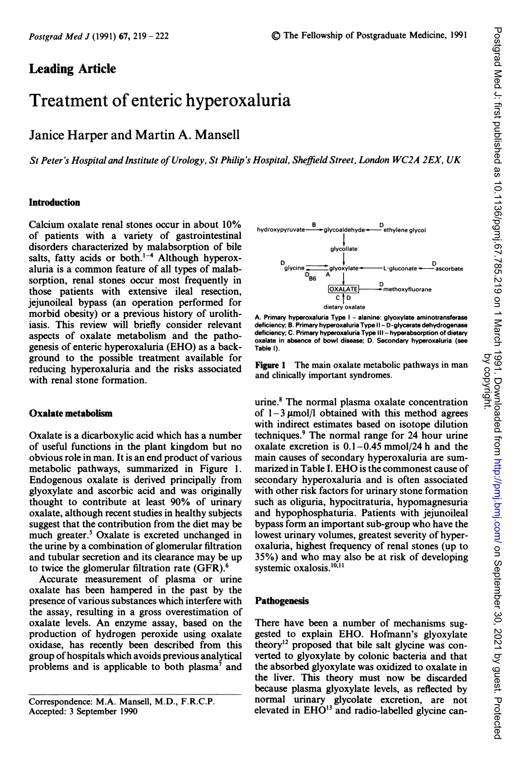 Treatment of Enteric Hyperoxaluria