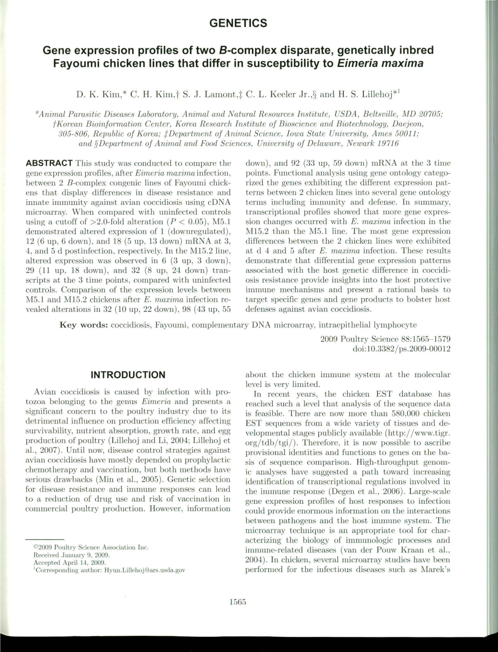 GENETICS Gene Expression Profiles of Two B-Complex Disparate