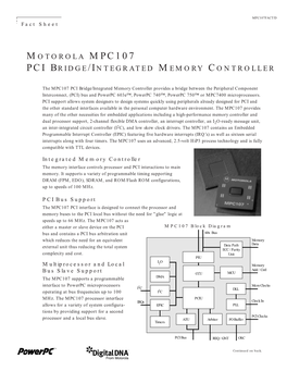 Motorola Mpc107 Pci Bridge/Integrated Memory Controller