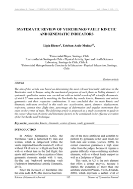 Systematic Review of Yurchenko Vault Kinetic and Kinematic Indicators