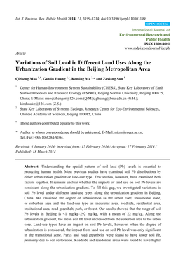 Variations of Soil Lead in Different Land Uses Along the Urbanization Gradient in the Beijing Metropolitan Area