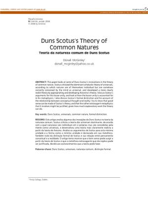 Duns Scotus's Theory of Common Natures