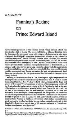 Fanning's Regime on Prince Edward Island