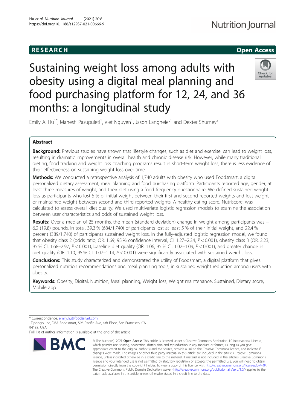 Sustaining Weight Loss Among Adults with Obesity Using a Digital Meal Planning and Food Purchasing Platform for 12, 24, and 36 Months: a Longitudinal Study Emily A