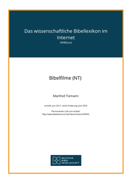 Das Wissenschaftliche Bibellexikon Im Internet Bibelfilme (NT)