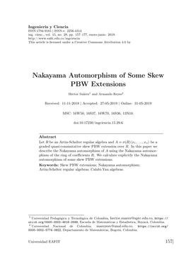 Nakayama Automorphism of Some Skew PBW Extensions