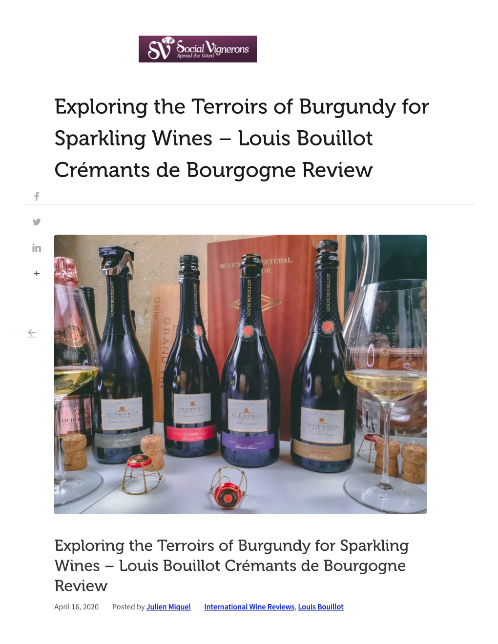 Exploring the Terroirs of Burgundy for Sparkling Wines – Louis Bouillot Crémants De Bourgogne Review