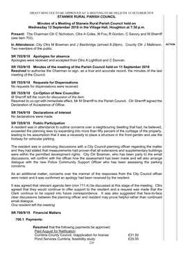 STANWIX RURAL PARISH COUNCIL Minutes of a Meeting of Stanwix