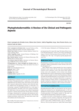 Phytophotodermatitis: a Review of Its Clinical and Pathogenic Aspects