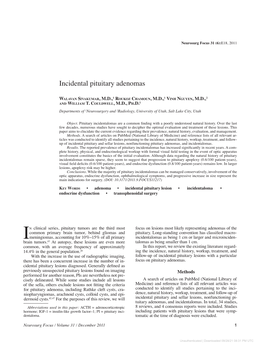 Incidental Pituitary Adenomas