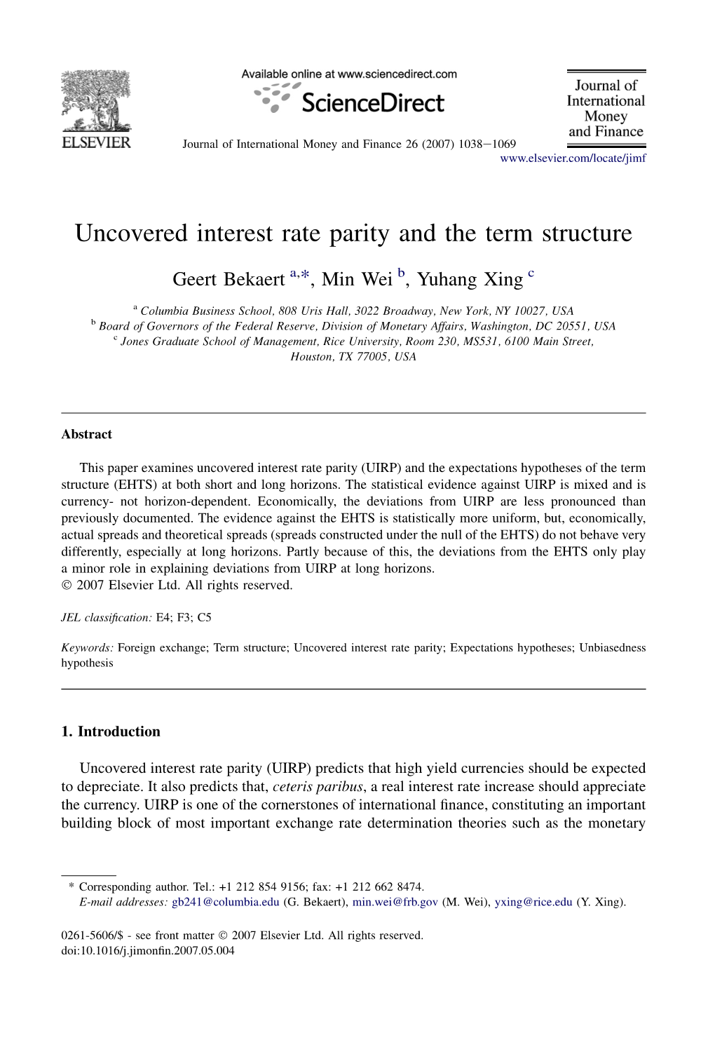 Uncovered Interest Rate Parity and the Term Structure of Interest Rates