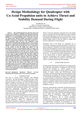 Design Methodology for Quadcopter with Co-Axial Propulsion Units to Achieve Thrust and Stability Demand During Flight