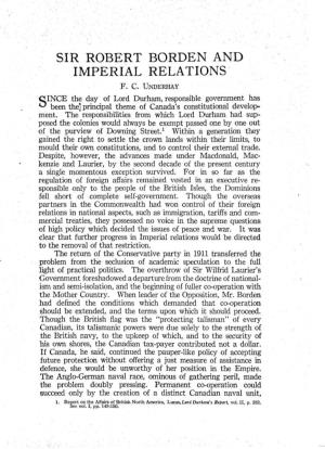 Sir Robert Borden and Imperial Relations