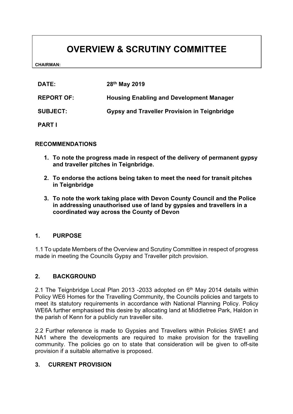 Provision of Pitches for Gypsy and Travellers PDF 114 KB