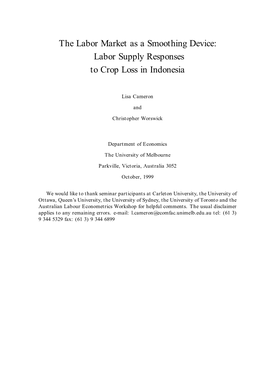The Labor Market As a Smoothing Device: Labor Supply Responses to Crop Loss in Indonesia