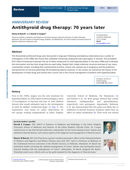 Antithyroid Drug Therapy: 70 Years Later