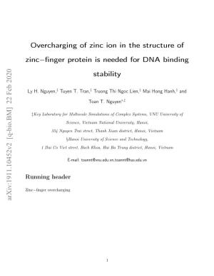 Overcharging of Zinc Ion in the Structure of Zinc−Finger Protein Is