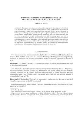 Noncommutative Generalizations of Theorems of Cohen and Kaplansky