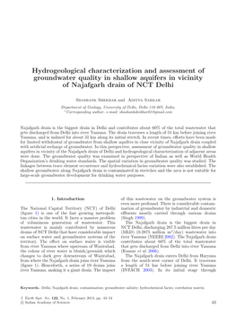 Hydrogeological Characterization and Assessment of Groundwater Quality in Shallow Aquifers in Vicinity of Najafgarh Drain of NCT Delhi