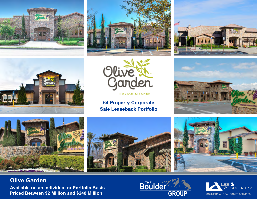 Olive Garden Available on an Individual Or Portfolio Basis Priced Between $2 Million and $248 Million DISCLAIMER STATEMENT