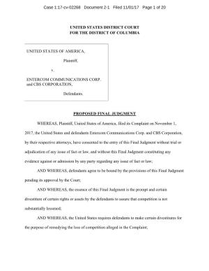 Proposed Final Judgment: U.S. V. Entercom Communications Corp