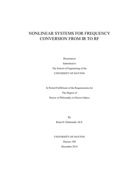 Nonlinear Systems for Frequency Conversion from Ir to Rf