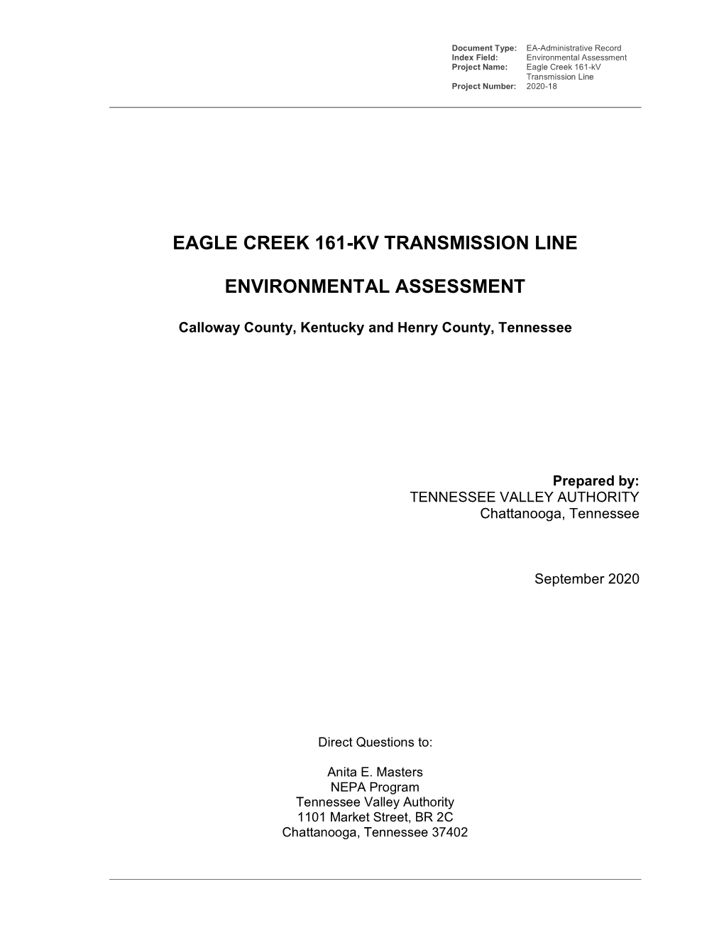 Eagle Creek 161-Kv Transmission Line Environmental Assessment