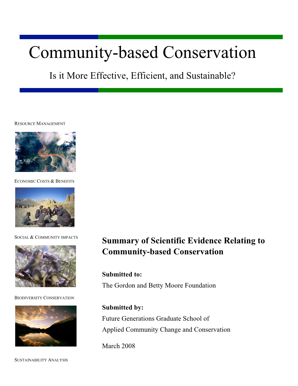 Community-Based Conservation Is It More Effective, Efficient, and Sustainable?